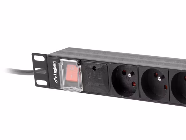 STRÖMFÖRDELNINGSENHET (PDU) 19" LANBERG 1U 16A 2M 8X FRANSKA UTTAG SVART