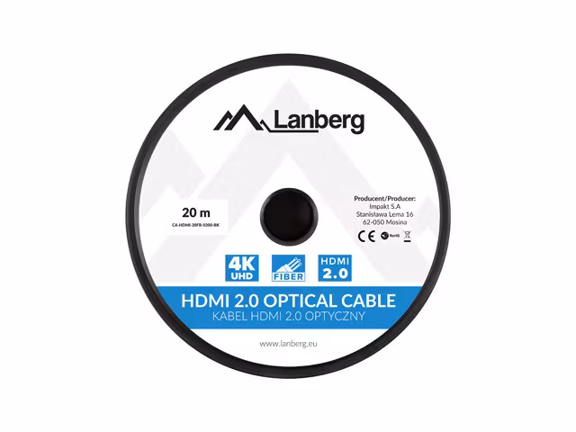 HDMI M/M V2.0 KABEL 20M OPTISK SVART AOC LANBERG