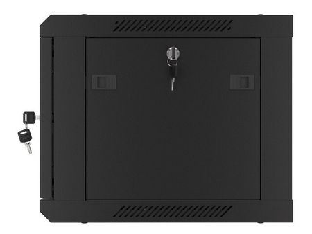 RACKSKÅP 19" VÄGGMONTERAT 6U/600X450 FÖR SJÄLVMONTERING MED METALLDÖRR SVART LANBERG (FLAT PACK)