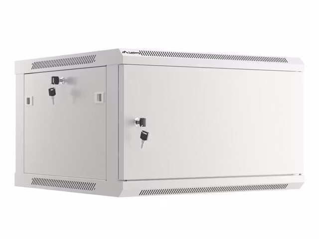 RACKSKÅP 19" VÄGGMONTERAT 6U/600X600 FÖR SJÄLVMONTERING MED METALLDÖRR GRÅ LANBERG (FLAT PACK)