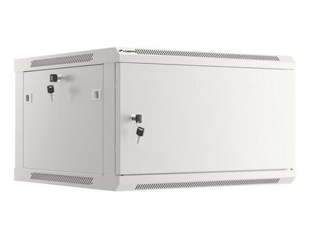 RACKSKÅP 19" VÄGGMONTERAT 6U/600X600 FÖR SJÄLVMONTERING MED METALLDÖRR GRÅ LANBERG (FLAT PACK)