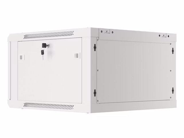 RACKSKÅP 19" VÄGGMONTERAT 6U/600X600 FÖR SJÄLVMONTERING MED METALLDÖRR GRÅ LANBERG (FLAT PACK)