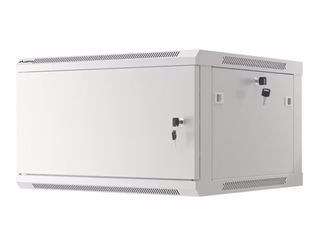 RACKSKÅP 19" VÄGGMONTERAT 6U/600X600 FÖR SJÄLVMONTERING MED METALLDÖRR GRÅ LANBERG (FLAT PACK)