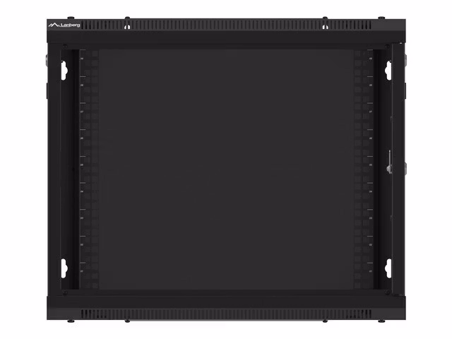 RACKSKÅP 19" VÄGGMONTERAT 9U/600X450 FÖR SJÄLVMONTERING MED METALLDÖRR SVART LANBERG (FLAT PACK)