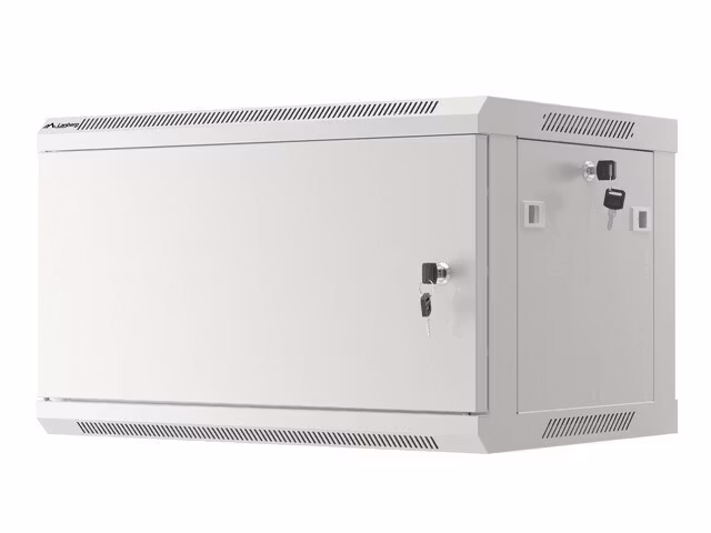 RACKSKÅP 19" VÄGGMONTERAT 6U/600X450 FÖR SJÄLVMONTERING MED METALLDÖRR GRÅ LANBERG (FLAT PACK)
