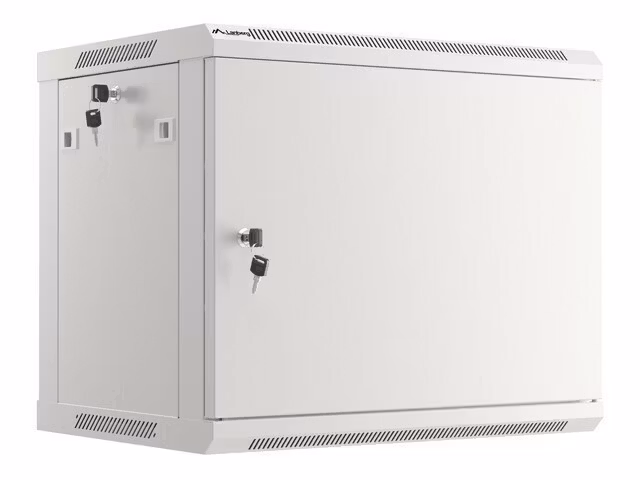 RACKSKÅP 19" VÄGGMONTERAT 9U/600X450 FÖR SJÄLVMONTERING MED METALLDÖRR GRÅ LANBERG (FLAT PACK)