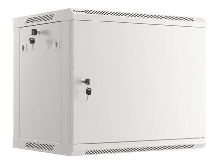 RACKSKÅP 19" VÄGGMONTERAT 9U/600X450 FÖR SJÄLVMONTERING MED METALLDÖRR GRÅ LANBERG (FLAT PACK)