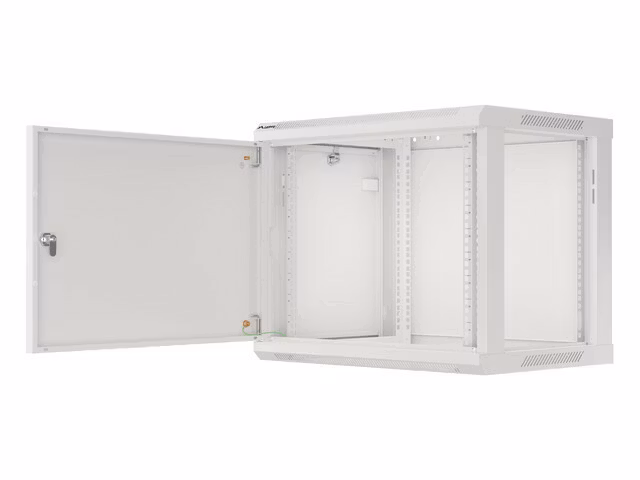 RACKSKÅP 19" VÄGGMONTERAT 9U/600X450 FÖR SJÄLVMONTERING MED METALLDÖRR GRÅ LANBERG (FLAT PACK)