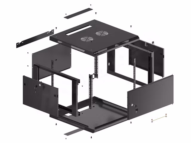 RACKSKÅP 19" VÄGGMONTERAT 6U/600X600 FÖR SJÄLVMONTERING MED METALLDÖRR SVART LANBERG (FLAT PACK)