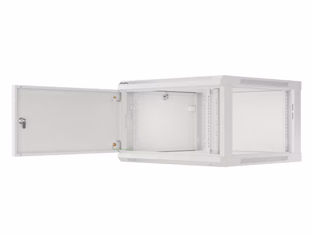 RACKSKÅP 19" VÄGGMONTERAT 6U/600X600 FÖR SJÄLVMONTERING MED METALLDÖRR GRÅ LANBERG (FLAT PACK)