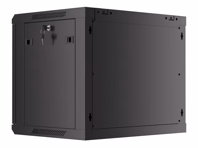 RACKSKÅP 19" VÄGGMONTERAT 9U/600X450 FÖR SJÄLVMONTERING MED METALLDÖRR SVART LANBERG (FLAT PACK)