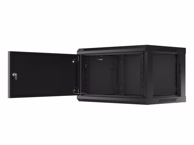 RACKSKÅP 19" VÄGGMONTERAT 6U/600X450 FÖR SJÄLVMONTERING MED METALLDÖRR SVART LANBERG (FLAT PACK)