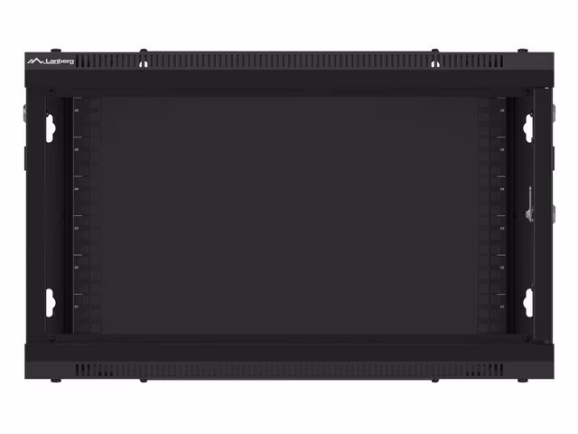 RACKSKÅP 19" VÄGGMONTERAT 6U/600X600 FÖR SJÄLVMONTERING MED METALLDÖRR SVART LANBERG (FLAT PACK)