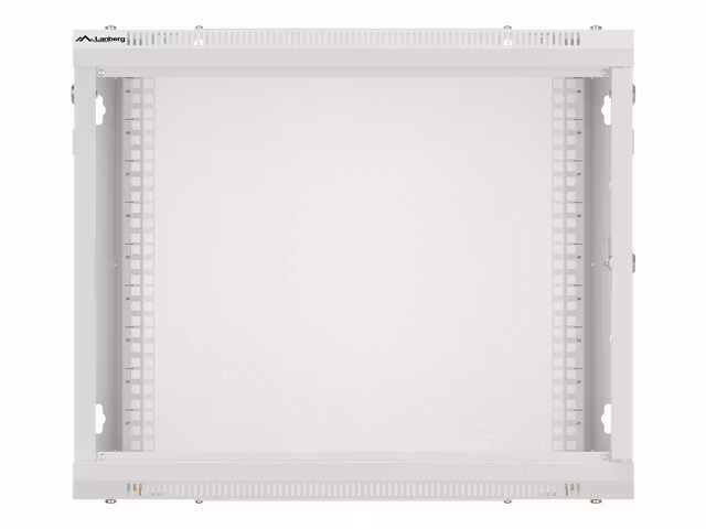RACKSKÅP 19" VÄGGMONTERAT 9U/600X450 FÖR SJÄLVMONTERING MED METALLDÖRR GRÅ LANBERG (FLAT PACK)