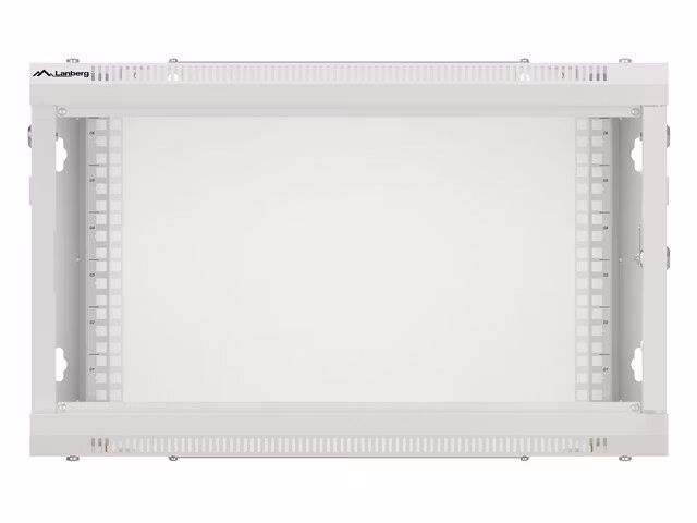 RACKSKÅP 19" VÄGGMONTERAT 6U/600X450 FÖR SJÄLVMONTERING MED METALLDÖRR GRÅ LANBERG (FLAT PACK)