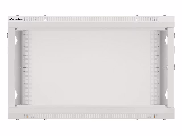 RACKSKÅP 19" VÄGGMONTERAT 6U/600X600 FÖR SJÄLVMONTERING MED METALLDÖRR GRÅ LANBERG (FLAT PACK)