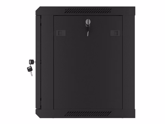 RACKSKÅP 19" VÄGGMONTERAT 9U/600X450 FÖR SJÄLVMONTERING MED METALLDÖRR SVART LANBERG (FLAT PACK)