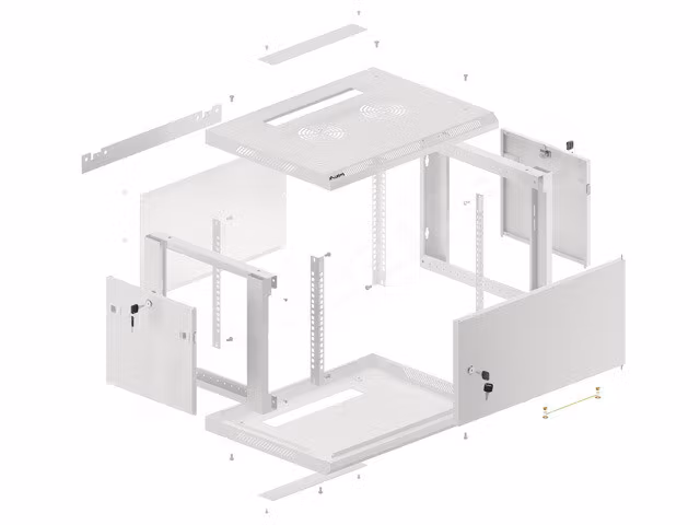 RACKSKÅP 19" VÄGGMONTERAT 6U/600X450 FÖR SJÄLVMONTERING MED METALLDÖRR GRÅ LANBERG (FLAT PACK)