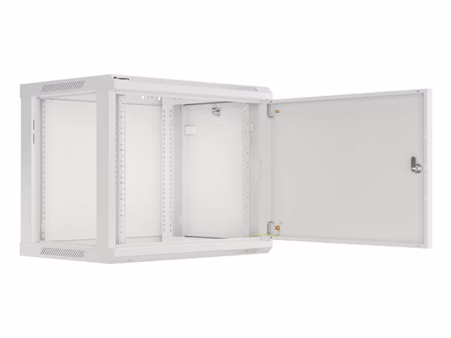 RACKSKÅP 19" VÄGGMONTERAT 9U/600X450 FÖR SJÄLVMONTERING MED METALLDÖRR GRÅ LANBERG (FLAT PACK)