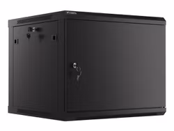 RACKSKÅP 19" VÄGGMONTERAT 9U/600X600 FÖR SJÄLVMONTERING MED METALLDÖRR SVART LANBERG (FLAT PACK)