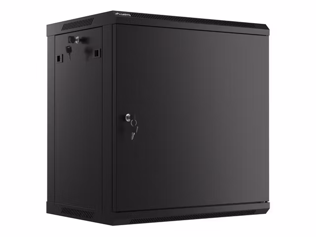 RACKSKÅP 19" VÄGGMONTERAT 12U/600X450 FÖR SJÄLVMONTERING MED METALLDÖRR SVART LANBERG (FLAT PACK)