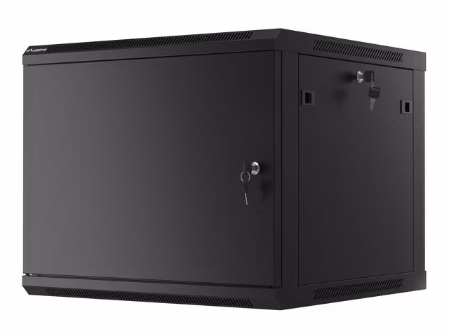 RACKSKÅP 19" VÄGGMONTERAT 9U/600X600 FÖR SJÄLVMONTERING MED METALLDÖRR SVART LANBERG (FLAT PACK)