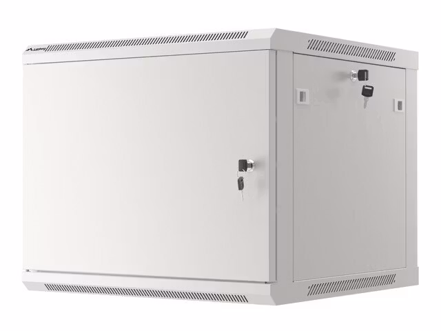 RACKSKÅP 19" VÄGGMONTERAT 9U/600X600 FÖR SJÄLVMONTERING MED METALLDÖRR GRÅ LANBERG (FLAT PACK)