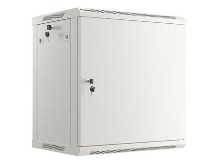 RACKSKÅP 19" VÄGGMONTERAT 12U/600X450 FÖR SJÄLVMONTERING MED METALLDÖRR GRÅ LANBERG (FLAT PACK)