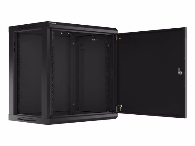 RACKSKÅP 19" VÄGGMONTERAT 12U/600X450 FÖR SJÄLVMONTERING MED METALLDÖRR SVART LANBERG (FLAT PACK)