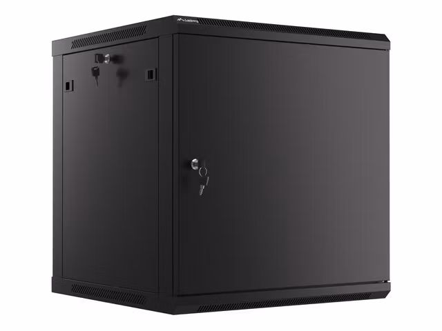RACKSKÅP 19" VÄGGMONTERAT 12U/600X600 FÖR SJÄLVMONTERING MED METALLDÖRR SVART LANBERG (FLAT PACK)