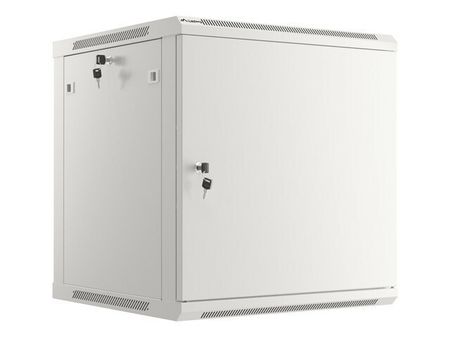 RACKSKÅP 19" VÄGGMONTERAT 12U/600X600 FÖR SJÄLVMONTERING MED METALLDÖRR GRÅ LANBERG (FLAT PACK)