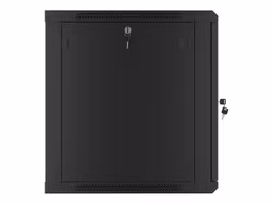 RACKSKÅP 19" VÄGGMONTERAT 12U/600X600 FÖR SJÄLVMONTERING MED METALLDÖRR SVART LANBERG (FLAT PACK)