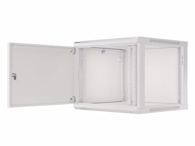 RACKSKÅP 19" VÄGGMONTERAT 9U/600X600 FÖR SJÄLVMONTERING MED METALLDÖRR GRÅ LANBERG (FLAT PACK)