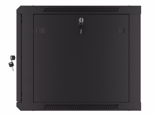 RACKSKÅP 19" VÄGGMONTERAT 9U/600X600 FÖR SJÄLVMONTERING MED METALLDÖRR SVART LANBERG (FLAT PACK)