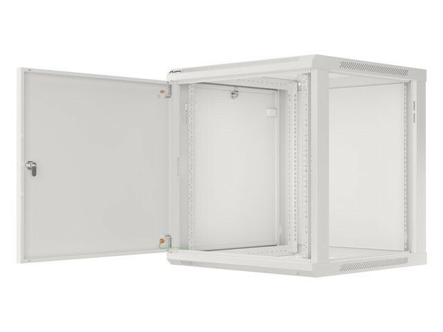 RACKSKÅP 19" VÄGGMONTERAT 12U/600X600 FÖR SJÄLVMONTERING MED METALLDÖRR GRÅ LANBERG (FLAT PACK)