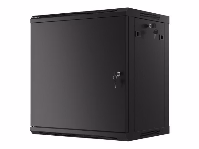 RACKSKÅP 19" VÄGGMONTERAT 12U/600X450 FÖR SJÄLVMONTERING MED METALLDÖRR SVART LANBERG (FLAT PACK)