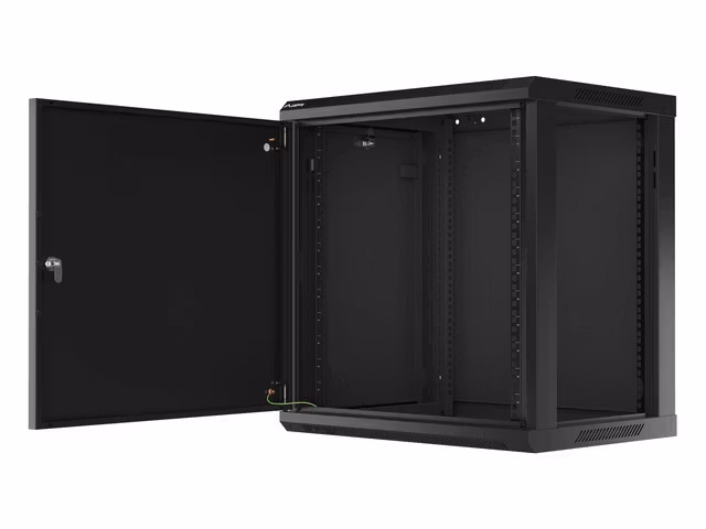 RACKSKÅP 19" VÄGGMONTERAT 12U/600X450 FÖR SJÄLVMONTERING MED METALLDÖRR SVART LANBERG (FLAT PACK)