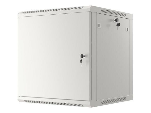 RACKSKÅP 19" VÄGGMONTERAT 12U/600X600 FÖR SJÄLVMONTERING MED METALLDÖRR GRÅ LANBERG (FLAT PACK)