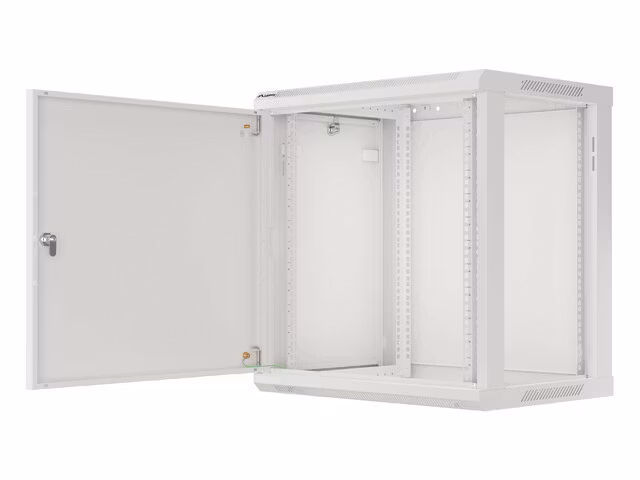 RACKSKÅP 19" VÄGGMONTERAT 12U/600X450 FÖR SJÄLVMONTERING MED METALLDÖRR GRÅ LANBERG (FLAT PACK)