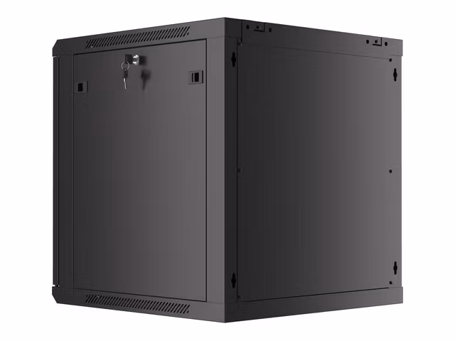 RACKSKÅP 19" VÄGGMONTERAT 12U/600X600 FÖR SJÄLVMONTERING MED METALLDÖRR SVART LANBERG (FLAT PACK)
