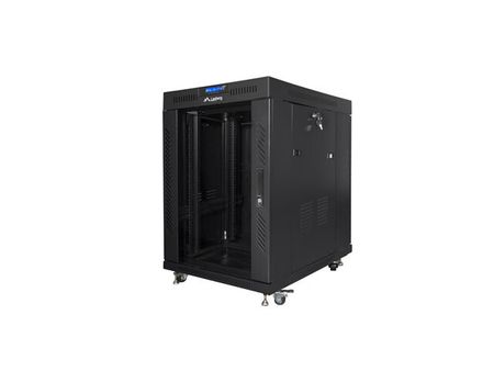 RACKSKÅP 19" FRISTÅENDE 15U/600X800 (FLAT PACK) MED GLASDÖRR LCD SVART LANBERG V2