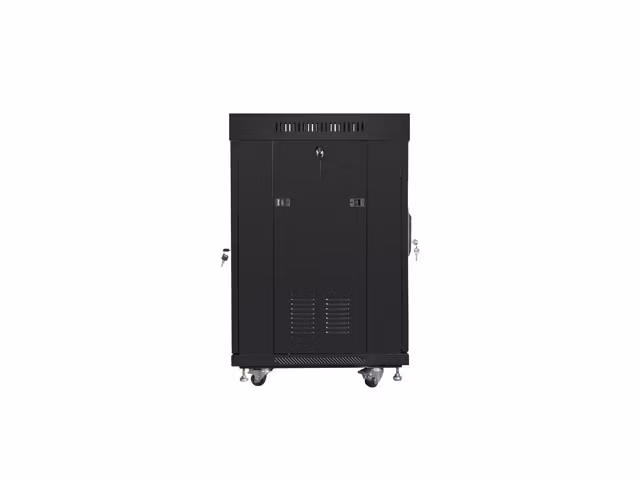 RACKSKÅP 19" FRISTÅENDE 15U/600X600 (FLAT PACK) MED GLASDÖRR LCD SVART LANBERG V2