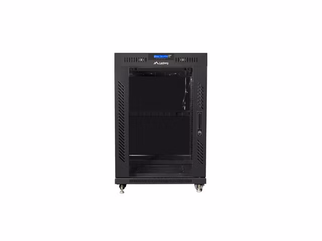 RACKSKÅP 19" FRISTÅENDE 15U/600X800 (FLAT PACK) MED GLASDÖRR LCD SVART LANBERG V2