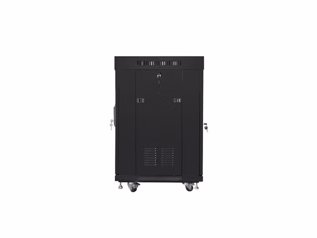 RACKSKÅP 19" FRISTÅENDE 15U/600X600 (FLAT PACK) MED GLASDÖRR LCD SVART LANBERG V2