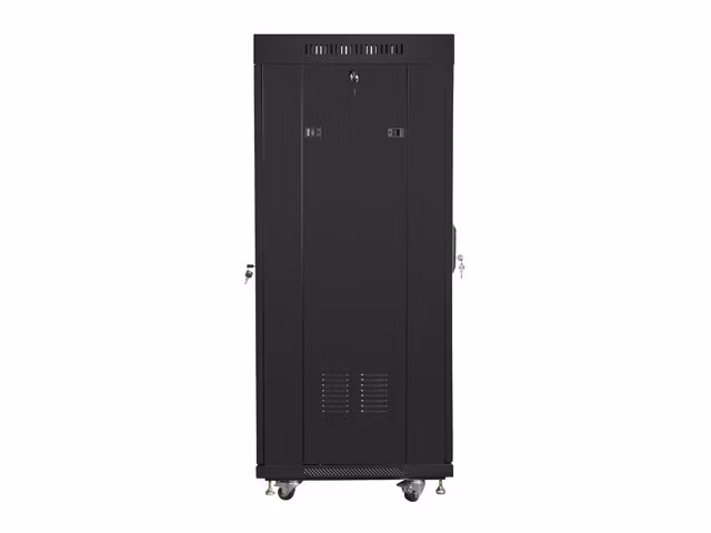 RACKSKÅP 19" FRISTÅENDE 27U/600X600 (FLAT PACK) MED GLASDÖRR LCD SVART LANBERG V2