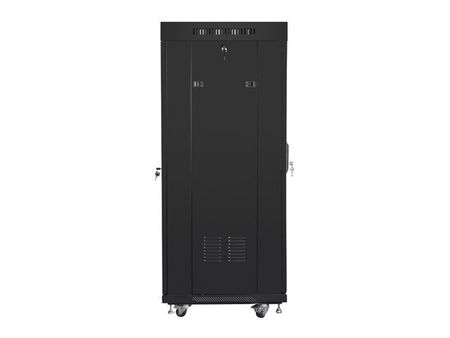 RACKSKÅP 19" FRISTÅENDE 27U/600X600 (FLAT PACK) MED GLASDÖRR LCD SVART LANBERG V2