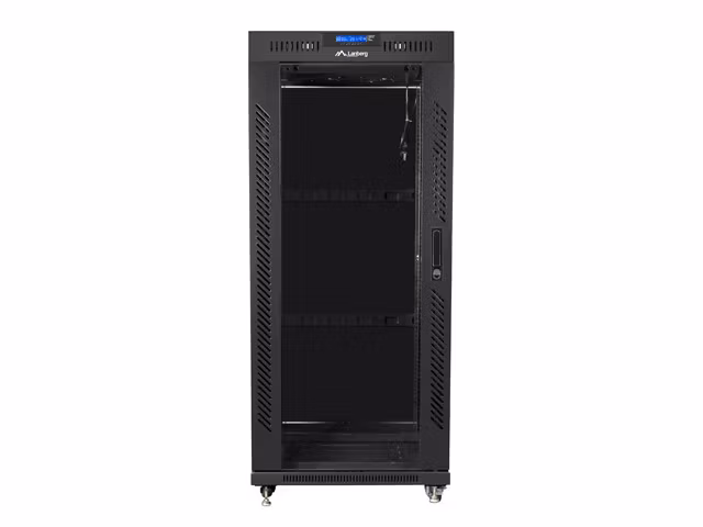 RACKSKÅP 19" FRISTÅENDE 27U/600X600 (FLAT PACK) MED GLASDÖRR LCD SVART LANBERG V2