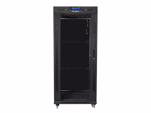 RACKSKÅP 19" FRISTÅENDE 27U/600X800 (FLAT PACK) MED GLASDÖRR LCD SVART LANBERG V2