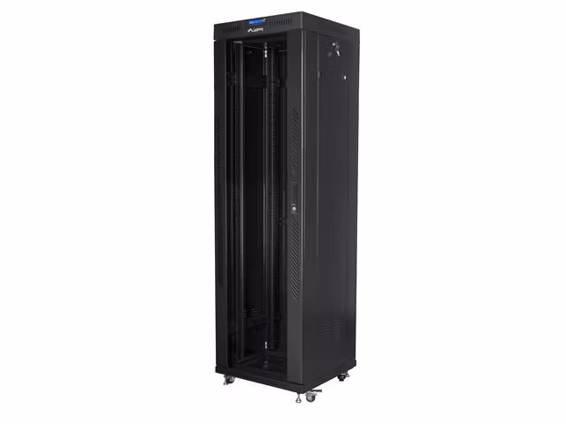 RACKSKÅP 19" FRISTÅENDE 42U/600X600 (FLAT PACK) MED GLASDÖRR LCD SVART LANBERG V2
