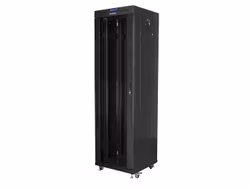 RACKSKÅP 19" FRISTÅENDE 42U/600X600 (FLAT PACK) MED GLASDÖRR LCD SVART LANBERG V2